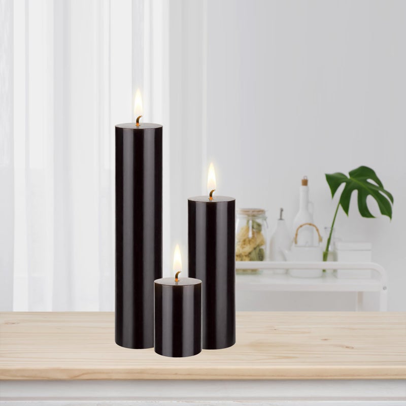 Mega Candles 3 pcs Unscented Solid Black Pillar Candles, Hand Poured Premium Wax Candle 2 Inch x 3 Inch, Home DÃ©cor, Spas, Weddings, Occasions, Party, Centerpieces, Holidays, Vigils, Prayers - Image 4